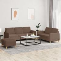 4-delige Loungeset met kussens stof bruin