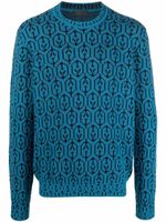 Prada pull à motif géométrique en intarsia - Bleu