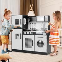 Kinderkeukenset met Oven Wasmachine Magnetron Waterdispenser Telefoon Licht Geluid Keukenspeelgoed Cadeau voor Kinderen 3+