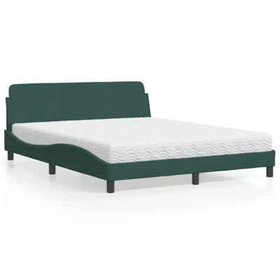 Bed met matras fluweel donkergroen 160x200 cm
