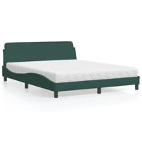 Bed met matras fluweel donkergroen 160x200 cm