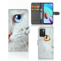Xiaomi Redmi 10 | Telefoonhoesje | Met pasjeshouder | Witte Kat