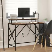 Bureau met plank Gerookt eiken 100 x 50 x 86.5 cm Bewerkt hout