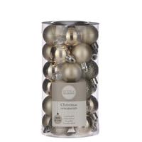House of Seasons Kerstballen - 60x stuks - champagne - plastic - 3 cm - mini kerstballen