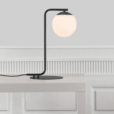 Tafellamp zwart modern opaal glas &apos;Grant&apos; Nordlux klassiek E14 fitting 410mm