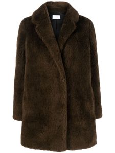 Yves Salomon manteau boutonné à col cranté - Marron