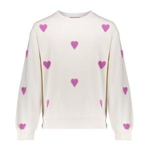 Geisha zomer sweater meisjes - hartjes terry - licht zand / lavendel