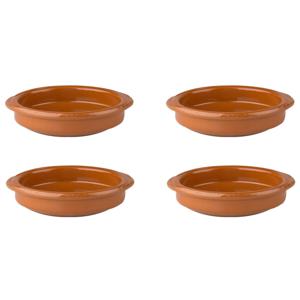 Set van 4x Tapas schaaltjes terracotta - 12 x 3 cm - ovenbestendig - Ovenschaaltjes - Creme brulee