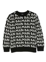 Balmain Kids pull en maille à logo intarsia - Noir - thumbnail