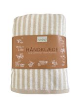 omhu - Striped Velour Organic Cotton Towels 50x100 cm - Sand - thumbnail