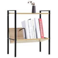 The Living Store Boekenkast - 2-laags - 52 x 28 x 59 cm - zwart/eiken - spaanplaat/staal - thumbnail