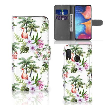 Samsung Galaxy A20e | Telefoonhoesje | Met pasjeshouder | Flamingo Palms
