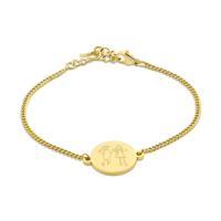 Gepersonaliseerde kindertekening ronde armband - Stainless steel - Goud