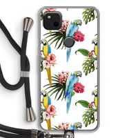 Kleurrijke papegaaien: Pixel 4a Transparant Hoesje met koord