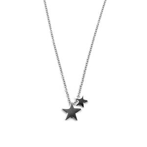 CO88 Collection 8CN-26023 - Stalen collier met hanger - ster - lengte 38 + 5 cm - zilverkleurig