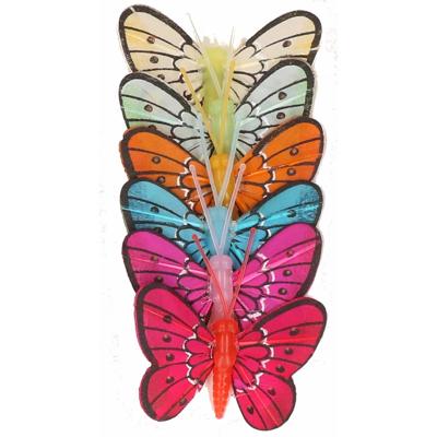 Rayher hobby materialen Vlinders - 6 stuks - op prikkers - 5 cm