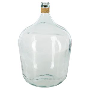 Atmosphera bloemenvaas Fles model met rafia - transparant - glas - H56 x D39 cm