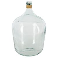 Atmosphera bloemenvaas Fles model met rafia - transparant - glas - H56 x D39 cm