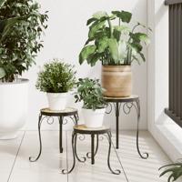 VidaXL Plantenstandaards 3 st keramiek terracottakleurig en wit