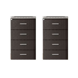 2x stuks ladeblok/bureau organizer met 4 lades rotan bruin 39,5 x 36,5 x 61,5 cm