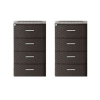 2x stuks ladeblok/bureau organizer met 4 lades rotan bruin 39,5 x 36,5 x 61,5 cm - thumbnail