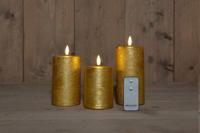 B.O. 3Pcs 3D Wick Gold Candle 7,5X1012,515 cm Rustic Wax - Annas collection