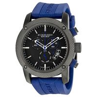 Horlogeband Burberry BU7714 Rubber Blauw 24mm