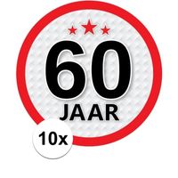 10x 60 Jaar leeftijd stickers rond verjaardag versiering   - - thumbnail