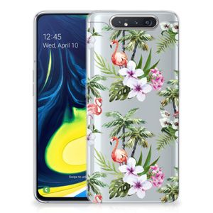 Samsung Galaxy A80 TPU Hoesje Flamingo Palms