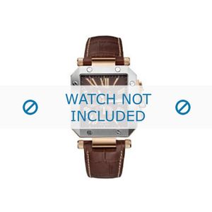 Guess horlogeband A50005G1 Leder Bruin 21mm + wit stiksel
