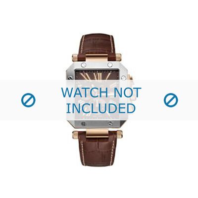 Guess horlogeband A50005G1 Leder Bruin 21mm + wit stiksel