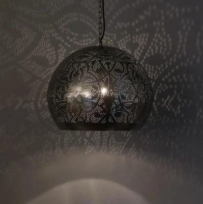 Oosterse hanglamp &apos;Jill&apos; filigrain stijl open vintage zilver E27 fitting 400mm