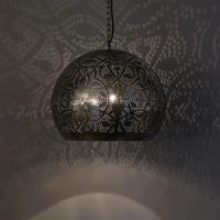 Oosterse hanglamp &apos;Jill&apos; filigrain stijl open vintage zilver E27 fitting 400mm