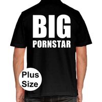 Zwart plus size BIG Pornstar polo t-shirt voor heren 4XL  - - thumbnail