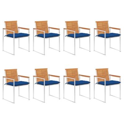 Tuinstoelen 8 st met kussens massief acaciahout