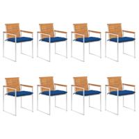Tuinstoelen 8 st met kussens massief acaciahout