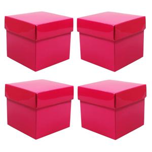 Luxe cadeaudoosje met deksel - 10x - roze metallic - 10 x 10 x 10 cm - vierkant