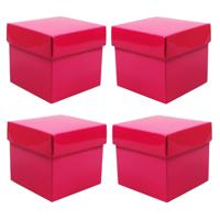 Luxe cadeaudoosje met deksel - 10x - roze metallic - 10 x 10 x 10 cm - vierkant