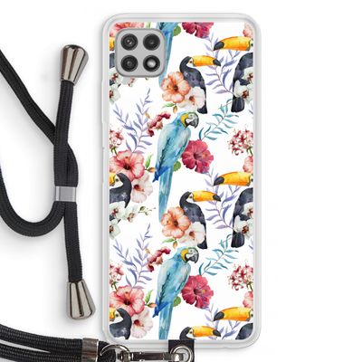 Bloemen tukan: Samsung Galaxy A22 4G Transparant Hoesje met koord
