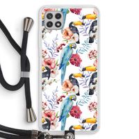Bloemen tukan: Samsung Galaxy A22 4G Transparant Hoesje met koord