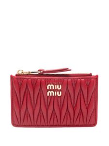 Miu Miu portefeuille en cuir matelassé à plaque logo - Rouge