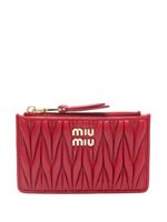 Miu Miu portefeuille en cuir matelassé à plaque logo - Rouge