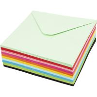 Gekleurde enveloppen, afmeting envelop 16x16 cm, 80 gr, diverse kleuren, 10x10 stuk/ 1 doos