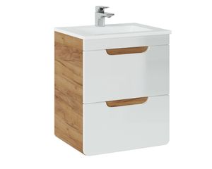 Comad Aruba White badkamermeubel 50cm met witte wastafel en kraangat eiken/wit