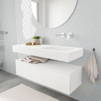 Mondiaz Alan badmeubel 120 cm talc 1 lade vrijhangend wastafel rechts zonder kraangat wit