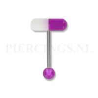 Tongpiercing pil paars