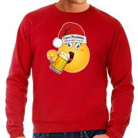 Foute Kersttrui/sweater voor heren - bier - rood - grappig - emoji