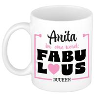 Naam mok Anita - wit - Fabulous - keramiek - 300 ml - cadeau collega beker