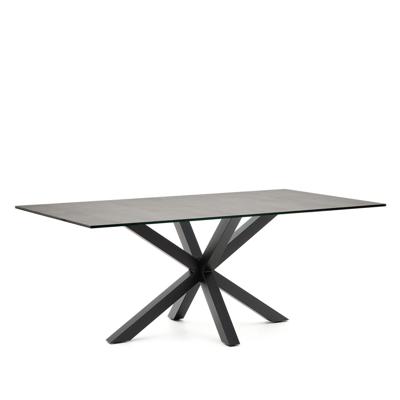 Kave Home Eettafel 'Argo' Iron Moss Keramiek, 200 x 100cm, kleur Zwart