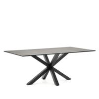 Kave Home Eettafel 'Argo' Iron Moss Keramiek, 200 x 100cm, kleur Zwart